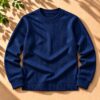 Stylish Crew Neck Ribbed Sweatshirt