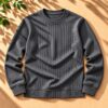 Stylish Crew Neck Ribbed Sweatshirt
